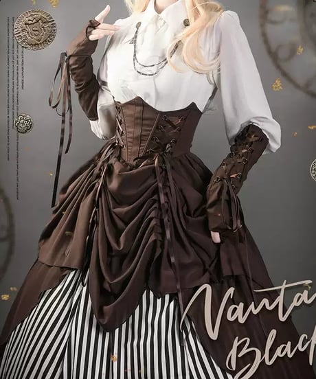 VantablackStudio / Steam Age ストライプスカート ゴシック セット [LO1238]