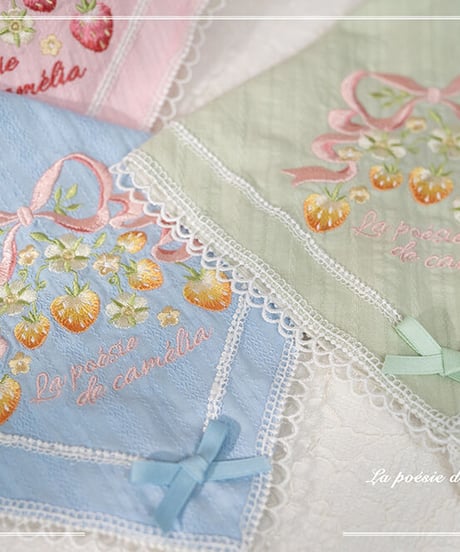la poésie de camélia いちご 刺繍ロリィタ 刺繍ベルト・三角巾・ヘアバンド[LO474]