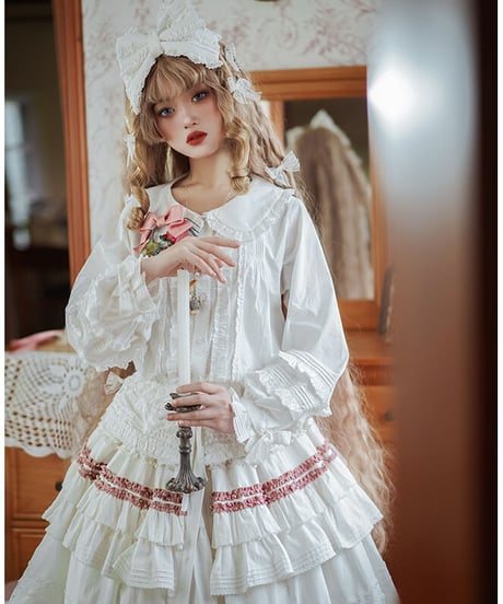 mumu あじさい クラシックロリィタ コットン スカート、ブラウス、ペチコート　フルセット [LO520]