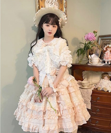 chibi shop 芍薬シリーズ テンセルレースケーキフリルスカート[LO565]