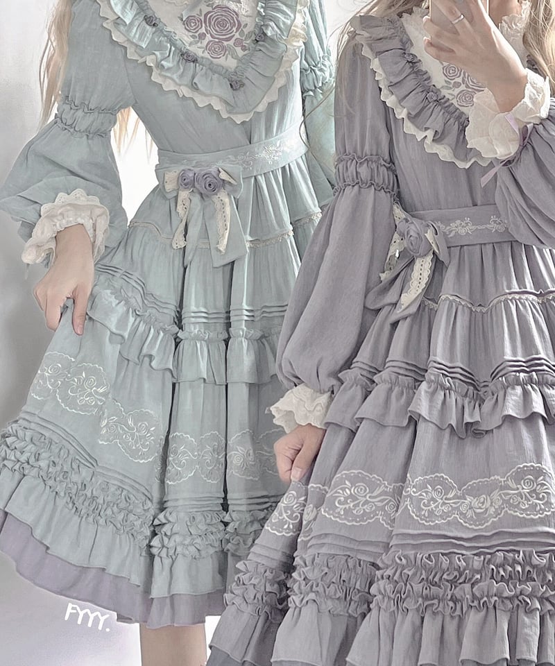 ハンドメイド　ロリィタ　ティアードワンピース お取り寄せ】ロリィタ リボンティアード ワンピース 3色 | LOUIS