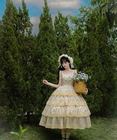 with PUJI Letter and Poetry / 朝夕の花摘み ロリィタドレス  [LO1178]