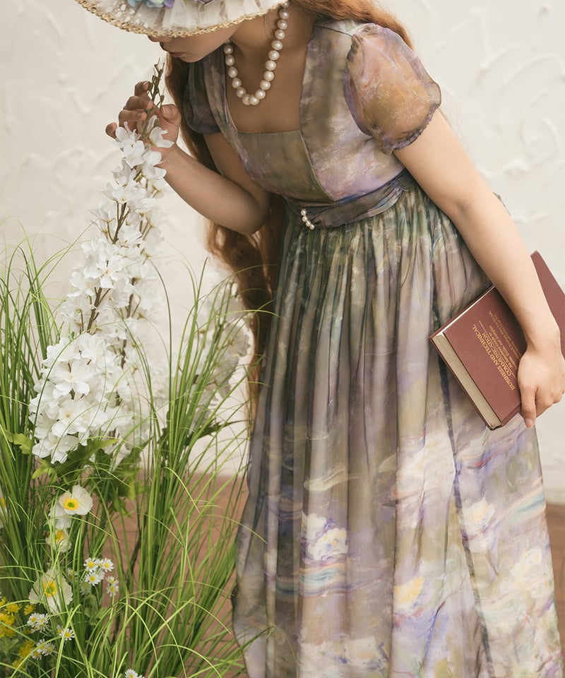 Miss Cube / 油画集 エンパイアスタイルワンピース [LO1069 Miss Cube / 油画集 エンパイアスタイルワンピース [LO1069