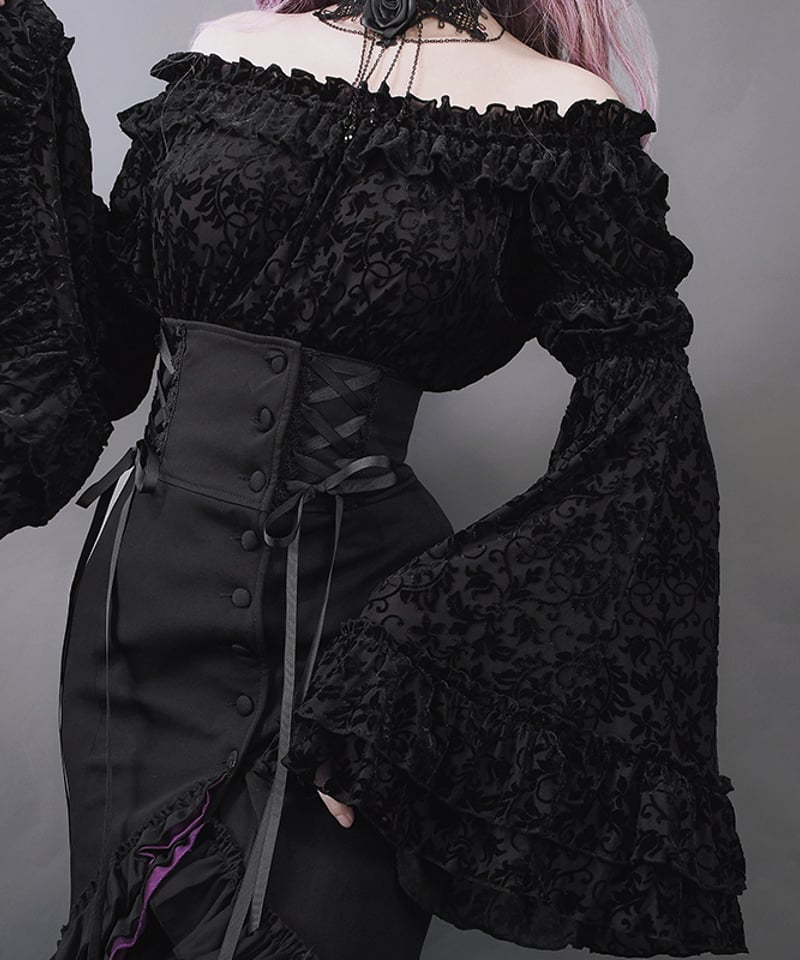 クトゥルフ 蛸足レース 青黒色コルセット エプロン ゴシック ロリータ