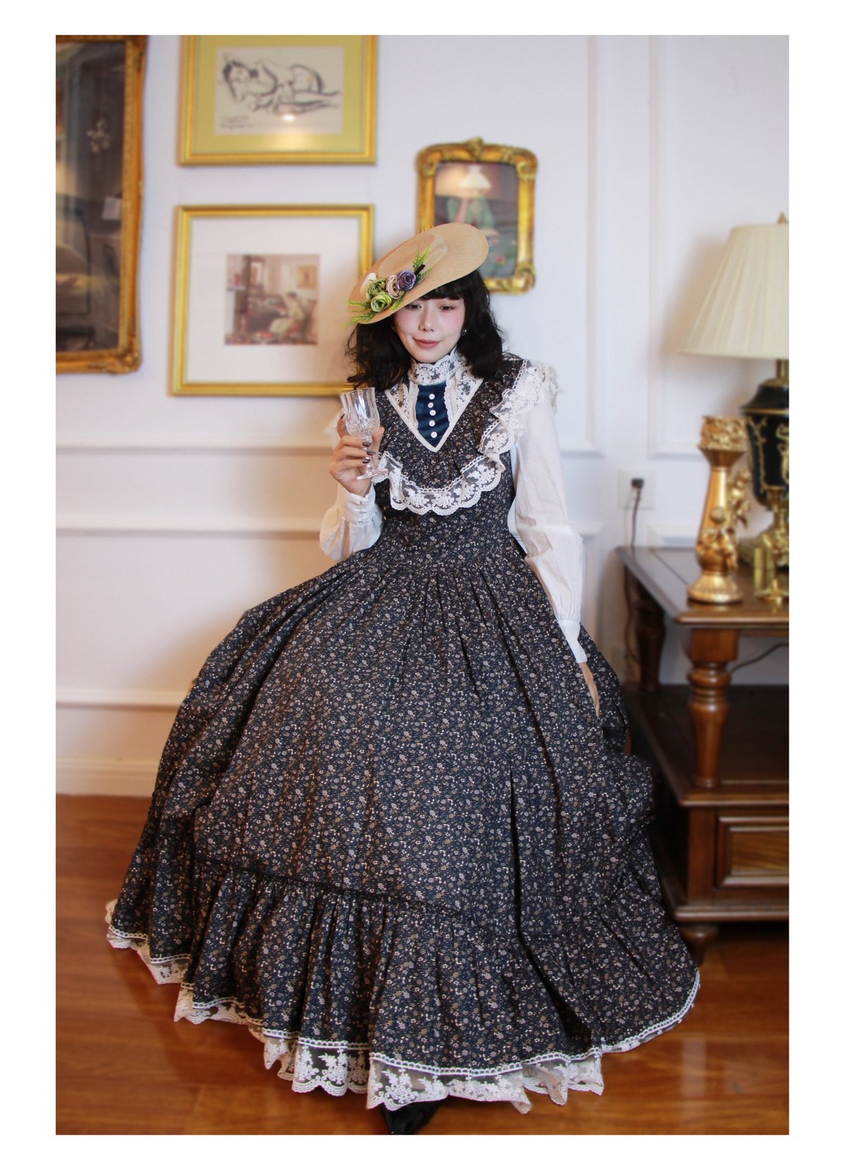 Wizard of Oz / 繁花集 小花柄レースロングワンピース [LO1509