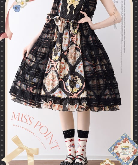 Miss Point 猫とバラのお茶会 ロリィタドレス オーバーブラウス、オーバードレス [LO984]