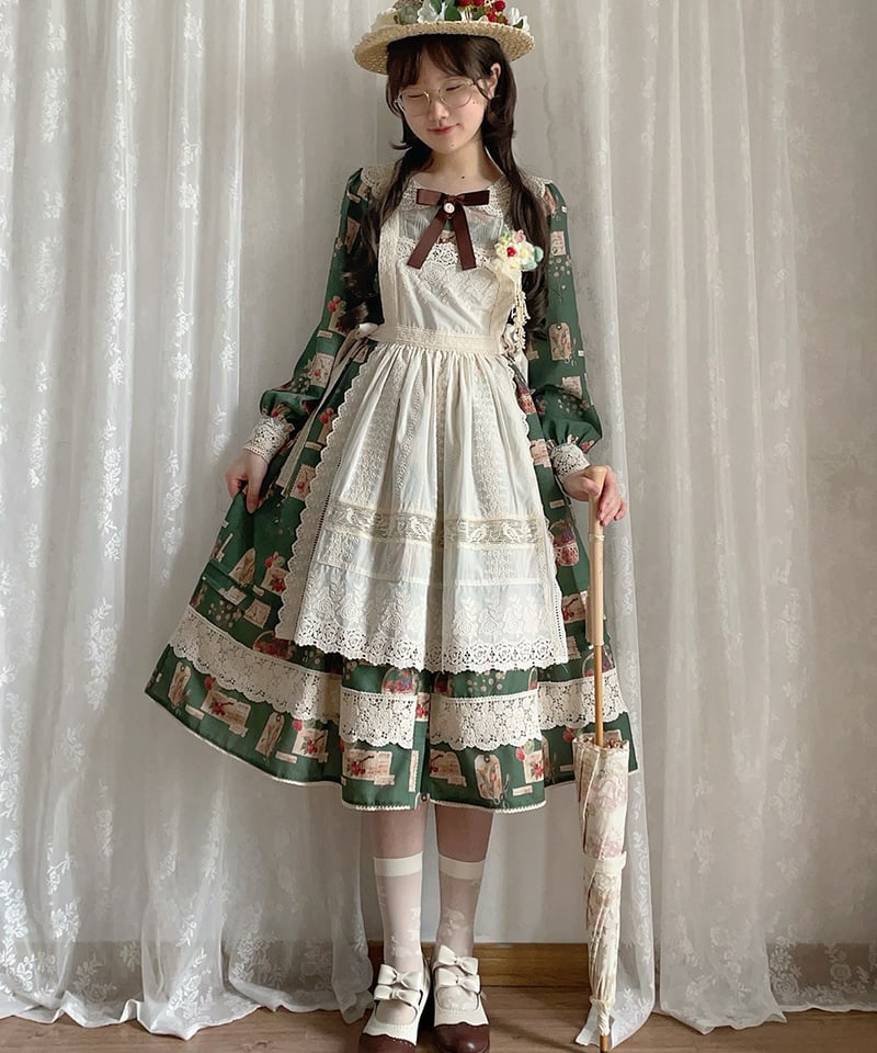 Miss Point 森林図鑑3.0 両面綿レースエプロン [LO881] | Roses o