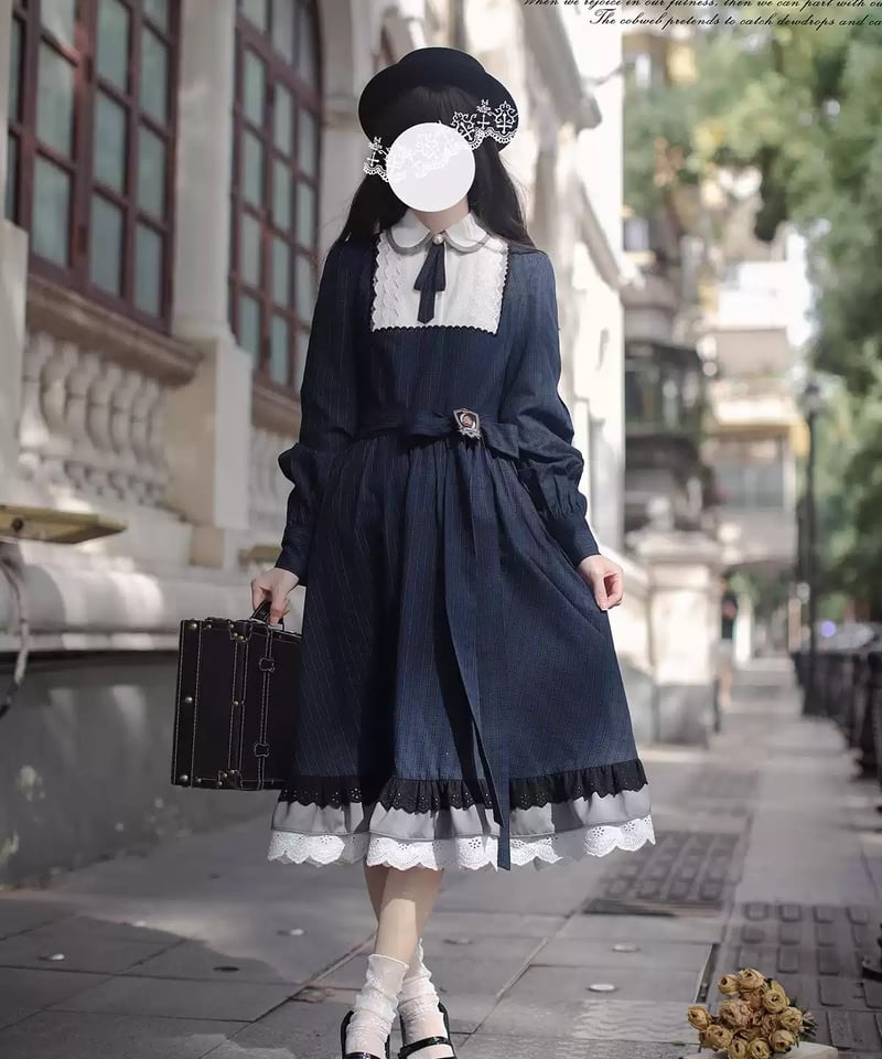 ゆ*う様 ビアズリー　ランダムチェックワンピース　F　ネイビー　切り替え　ティア ビアズリー ランダムチェックワンピース F ネイビー 切り替え