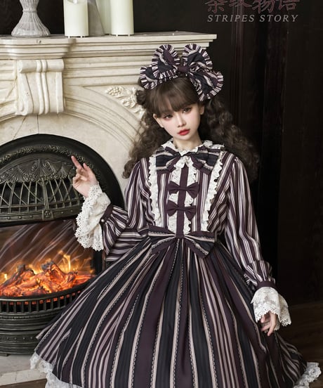 Bramble Rose / Stripes Story ロリィタ ワンピース full set [LO929]