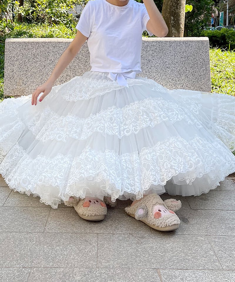 オーガンジー 6段ビッグ パニエ スカート 65cm丈 [SK87-7] | Roses o 