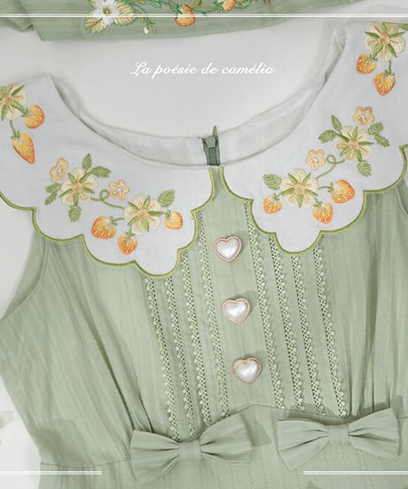 la poésie de camélia いちご 刺繍ロリィタ JSK ロング [LO474]