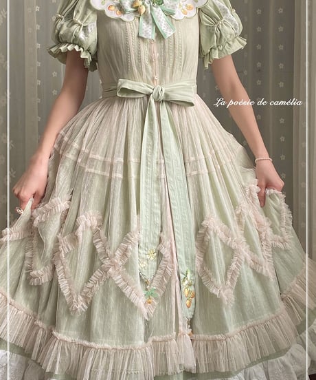 la poésie de camélia いちご 刺繍ロリィタ レースオーバードレス [LO474]