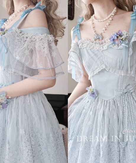 Dream in July チェリーブロッサム 刺繍フライングスリーブ JSK [LO533]