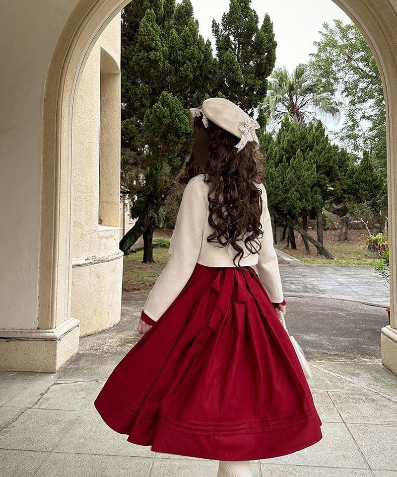 胡桃木JK / フィアーミーズ 赤白レトロ エレガントワンピース