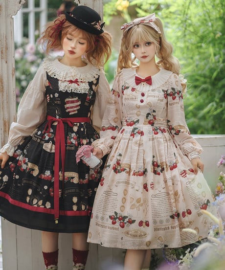Miss Cube /  苺画報シリーズ OP、JSK、ピナフォアスカート、長袖ブラウス [LO1475]