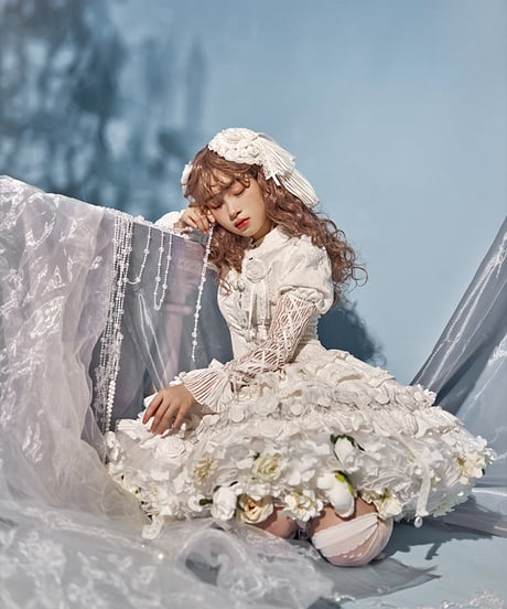一只冲天兔 / 花パニエ 45cm丈 ④[LO26]