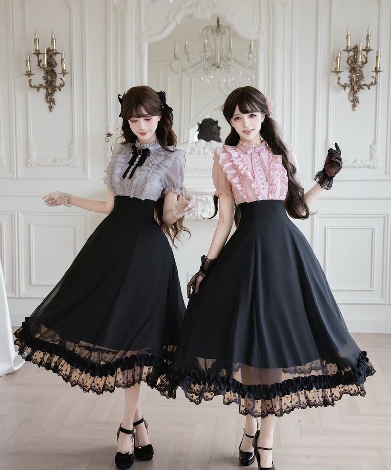 with PUJI / ローラのお茶会〜月見〜 ロング丈ワンピース [LO1426] |