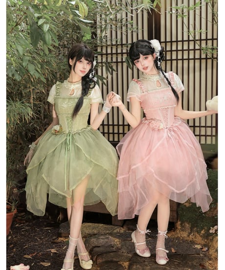 with PUJI Letter and Poetry / 中華風ロリィタ 麗しの馨香 ワンピース セット [LO1603]