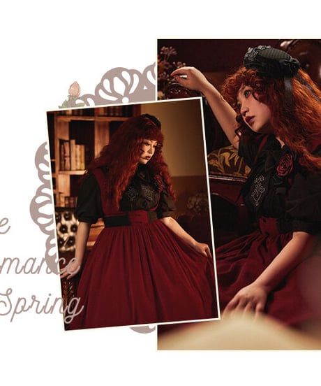 Larmes d'Anges 大きいサイズ対応 ロマンスオブスプリング JSK+ブラウス+帽子 フルセット[LO529]