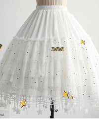 ワイヤーパニエ 裾に月星モチーフの装飾 星のラメ入り 65cm丈 [LO150]