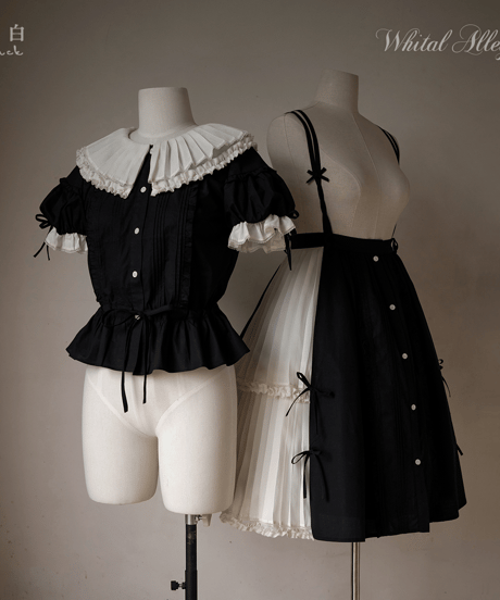 WhitalAlley / Whisper of Pleats コットン ツイストサスペンダースカート＋ブラウス [LO548]