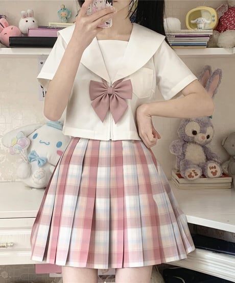 ホワイト セーラーカラー 半袖 ブラウス 関西襟 JK制服 [BL297]