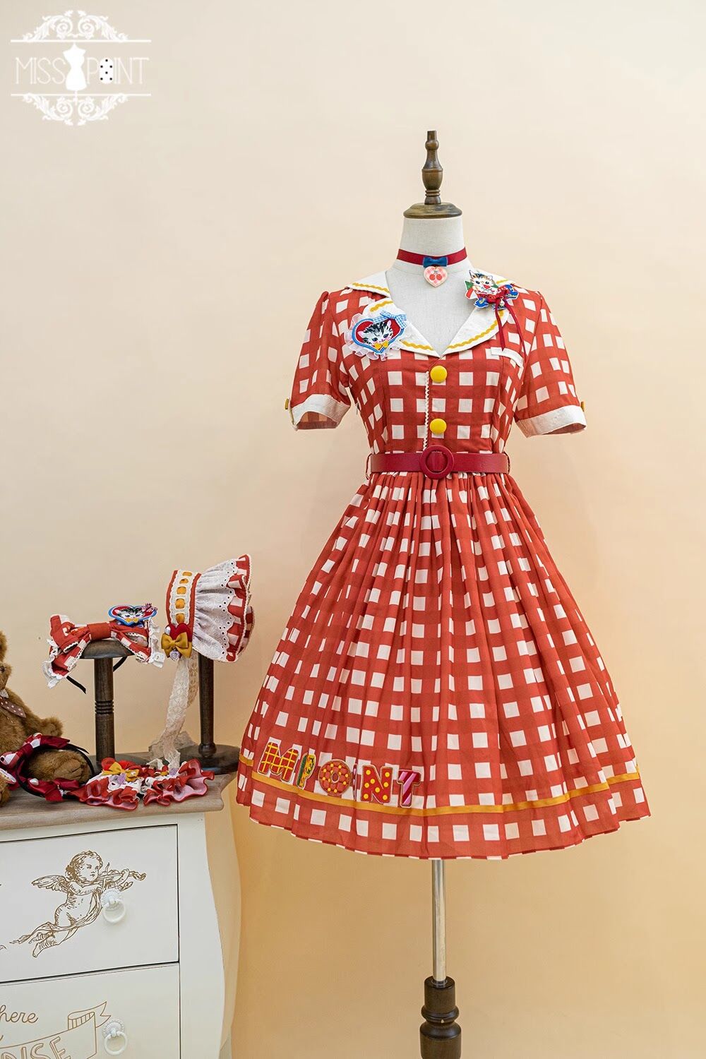 ameri vintage CHERRY ROSE DRESS ブラック（Peony 