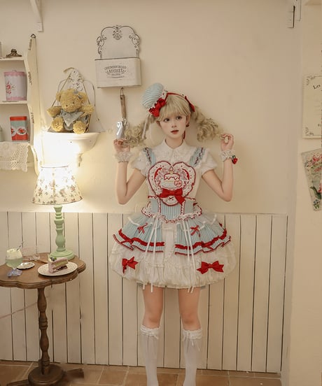 Twin Bears /  ひとくちケーキ姫 緑赤ロリィタドレス ワンピース⑨ [LO1478]