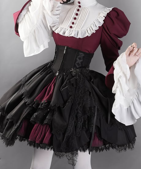 VantablackStudio / No.5 Doll ゴシック ブラウス、スカート [LO1237]