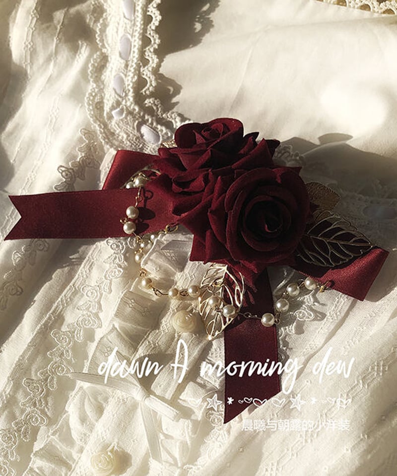 薔薇少女 クラシックロリィタ 白手袋/ブローチ[LO195] | Roses on the