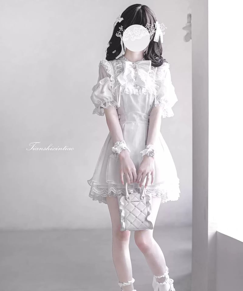 FRECKLE ホワイト フリル袖 ワンピース パル PAL 【Chico】フリルデザインベアワンピース （white