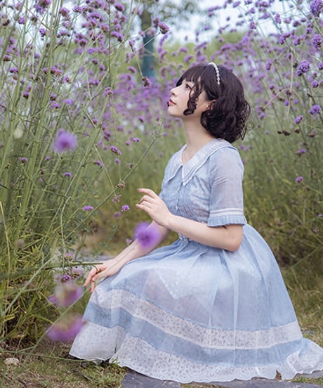 Doris Night 水苏 学生風 プリーツ ロリィタ ワンピース ドレス  [LO156]