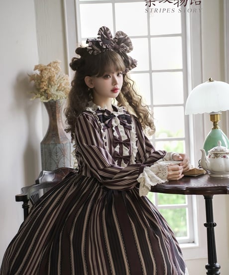 Bramble Rose / Stripes Story ロリィタ ワンピース full set [LO929]