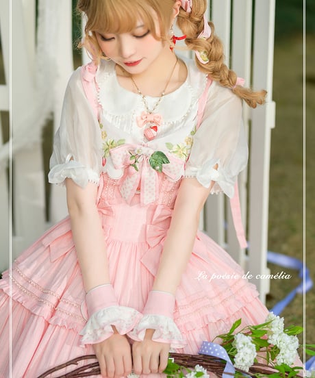 la poésie de camélia いちご 刺繍ロリィタ ストラップJSK [LO474]