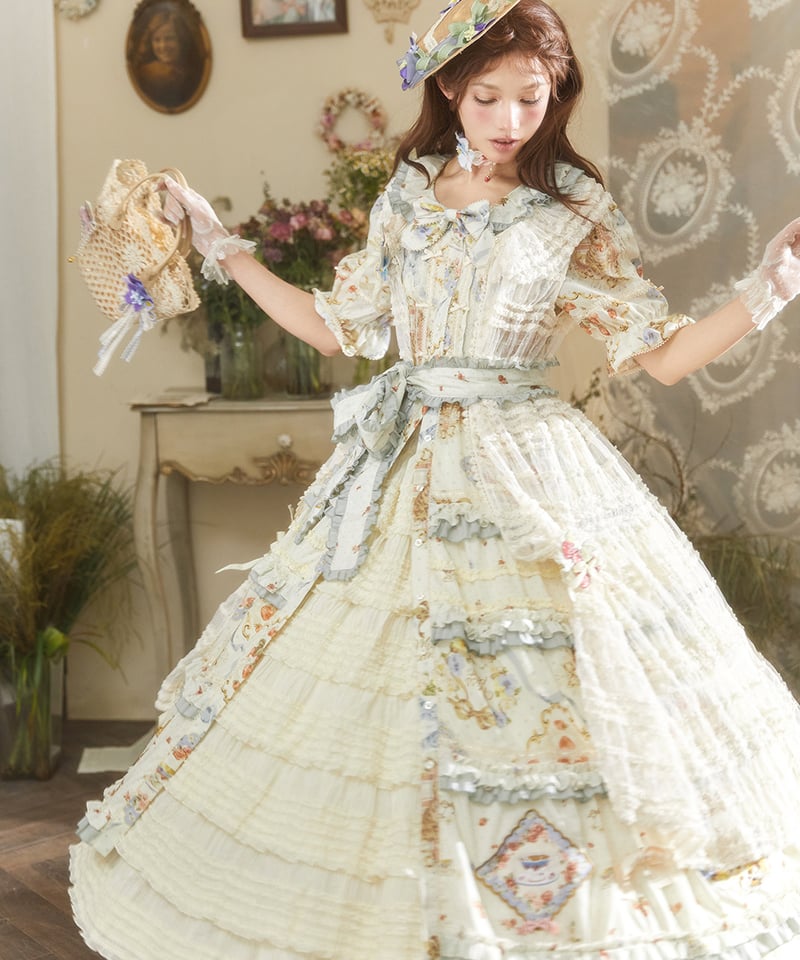 Miss Point 猫とバラのお茶会 ロリィタドレス DX版 前あきワンピース