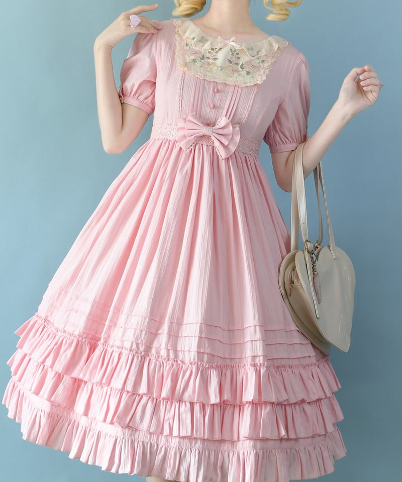 草莓巫女 Nelly コットン刺繍 ロリィタドレス ワンピース [LO752