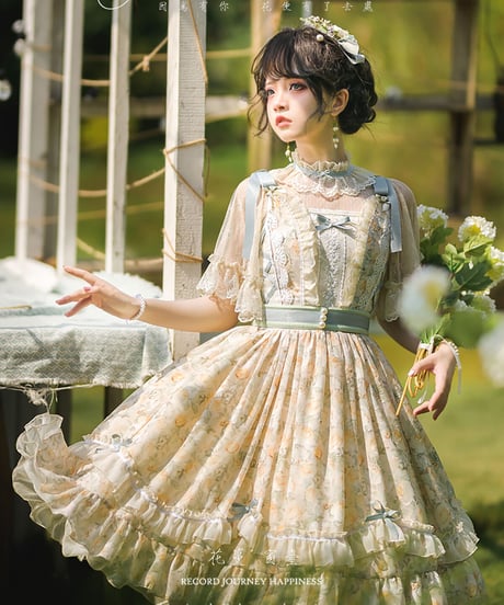 Lingxi 花囲いの窓辺 カントリー風 ロリィタ JSK＋ブラウス [LO555]