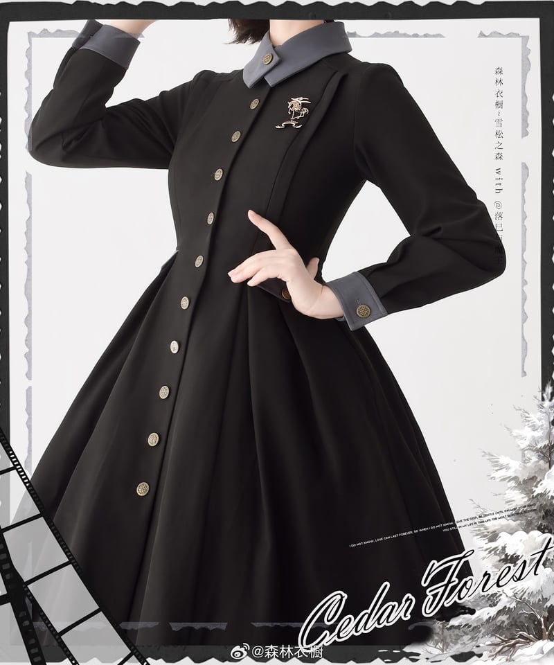 Forest Wardrobe 杉の森 ケープ付きコートワンピース [LO935