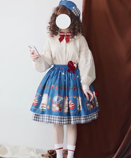 Miss Point りんご園 バイエルン風ロリィタドレス リバーシブルスカート、フリルブラウス、リバーシブルベスト [LO942]