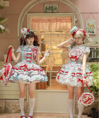Twin Bears /  ひとくちケーキ姫 緑赤ロリィタドレス ワンピース⑨ [LO1478]