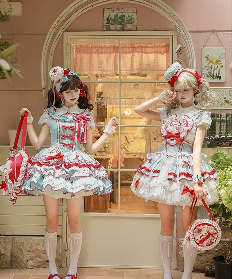 Twin Bears / ひとくちケーキ姫 緑赤ロリィタドレス ワンピース