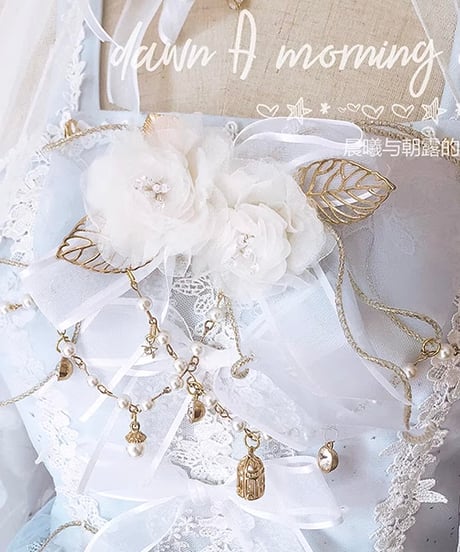 Dawn & Morning Dew Lolita / 朝露の花嫁 クラシックロリィタ アクセサリー （サックス、ピンク、白） [LO917]