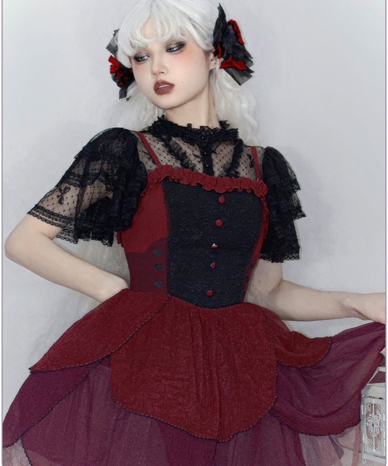 Popelinブラウス with PUJI セーヌ川の夕暮れ カップ付インナーブラウス [LO524