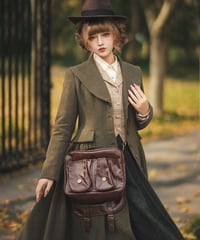 Charing Cross / ブラウングリーンのロングスタイル コート、ベスト、スカート、ブラウス ② [LO1279]