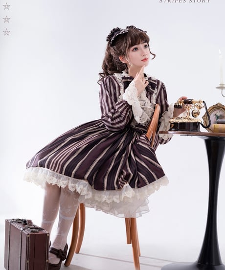 Bramble Rose / Stripes Story ロリィタ ワンピース full set [LO929]