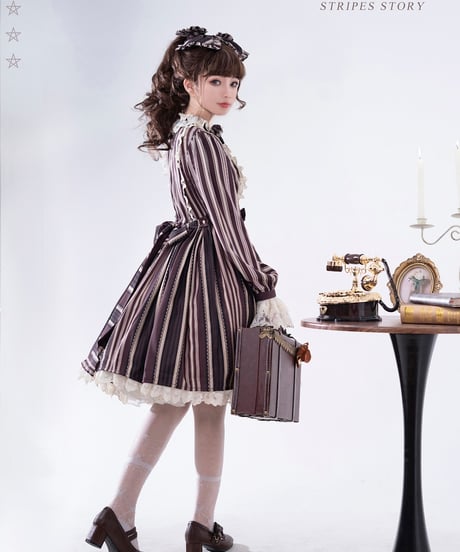 Bramble Rose / Stripes Story ロリィタ ワンピース full set [LO929]