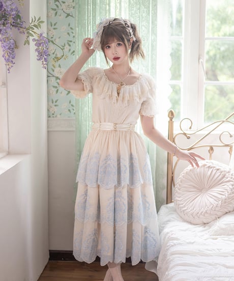 Miss Point / ミスポイントの花園 刺繍段々スカート [LO1473]