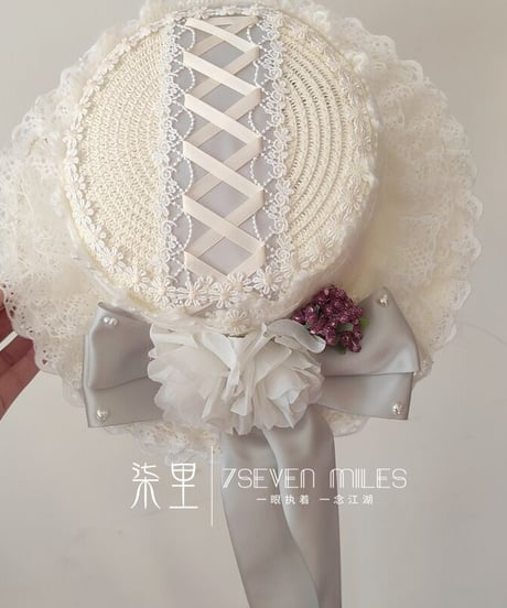 ロリィタ ストローハット カンカン帽 レース リボン ロングテール [LO100-25]