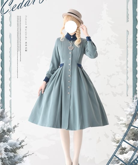 Forest Wardrobe 杉の森 ケープ付きコートワンピース [LO935]