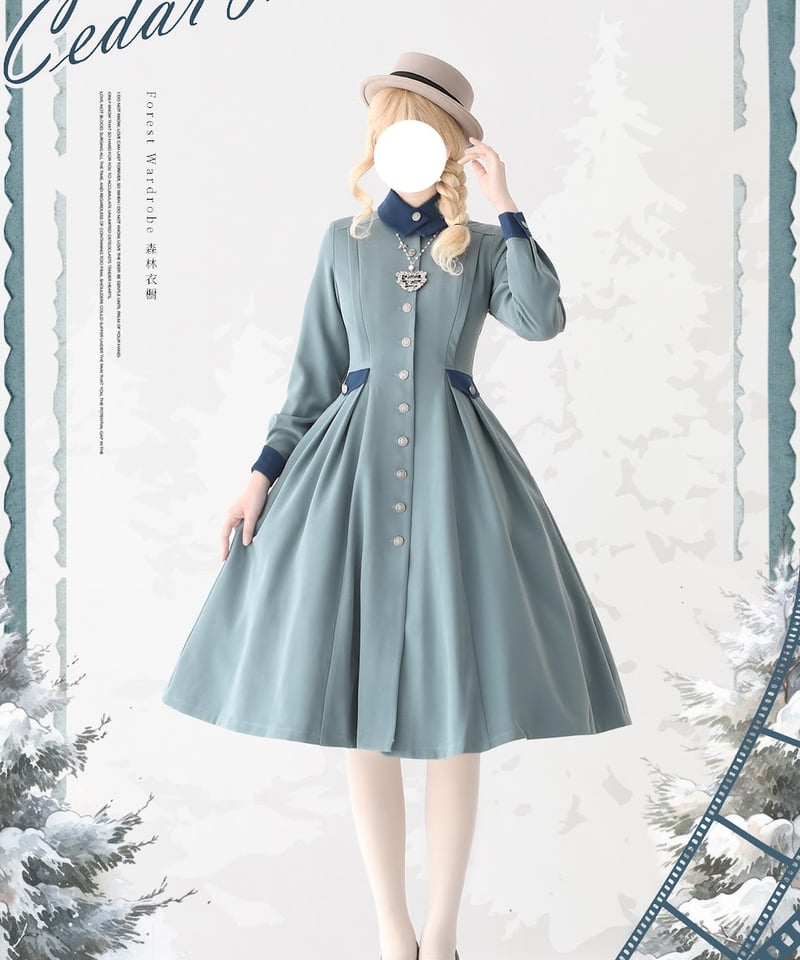 Forest Wardrobe 杉の森 ケープ付きコートワンピース [LO935] | Ros